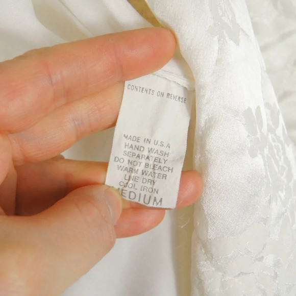 Vintage 50’s Christian Dior Floral Quilted Ivory White Button Satin Robe Medium - Picture 9 of 9